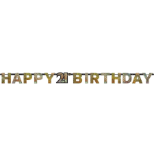 Happy Birthday Gold 21 hologrammos felirat 213 cm party kellék