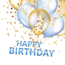 Happy Birthday Gold&Blue szalvéta 20 db-os 25x25 cm party kellék