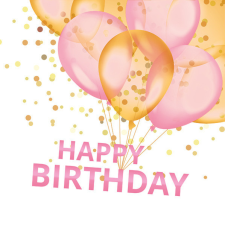 Happy Birthday Gold&Pink szalvéta 20 db-os 25x25 cm party kellék
