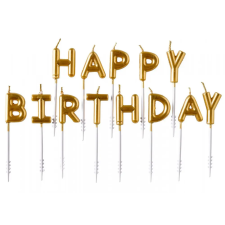  Happy Birthday Gold gyertya 7,3 cm party kellék