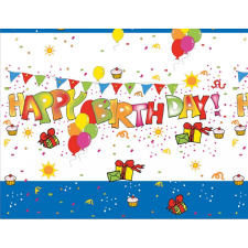 Happy Birthday Kokliko műanyag asztalterítő 120x180 cm lakástextília