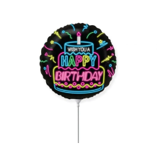 Happy Birthday Neon fólia lufi 36 cm (WP) party kellék