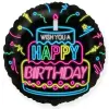  Happy Birthday Neon fólia lufi 46 cm (WP)