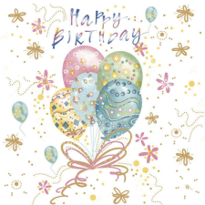 Happy Birthday Pastel Balloons szalvéta 20 db-os 33x33 cm papírárú, csomagoló és tárolóeszköz