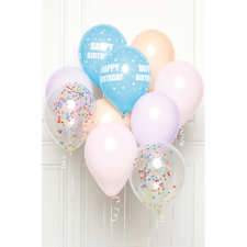  Happy Birthday Pastel léggömb, lufi 10 db-os szett party kellék