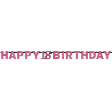 Happy Birthday Pink 18 hologrammos felirat 213 cm party kellék