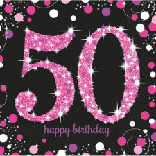  Happy Birthday Pink 50 szalvéta 16 db-os 33x33 cm party kellék