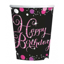 Happy Birthday Pink papír pohár 8 db-os 250 ml party kellék