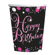 Happy Birthday Pink papír pohár 8 db-os 250 ml party kellék