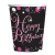 HAPPY BIRTHDAY Pink papír pohár 8 db-os 250 ml