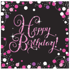 Happy Birthday Pink szalvéta 16 db-os 33x33 cm party kellék