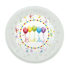 Happy Birthday Streamers micro prémium műanyag lapostányér 21 cm babaétkészlet