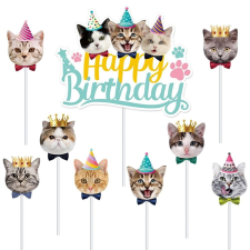  Happy birthday Torta Beszúró, Cicás Téma 9db sütés és főzés
