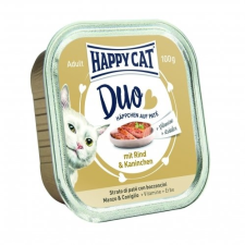  HAPPY CAT DUO PÁSTÉTOMOS FALATKÁK MARHA-NYÚL 12x100g macskaeledel