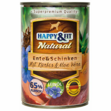 Happy&Fit Happy&Fit Natural Dog Konzerv Kacsa&Sonka Sütőtökkel&Aloe Verával 400g kutyaeledel