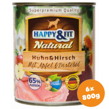Happy&Fit Natural Dog Konzerv Csirke&Szarvas Almával&sáfrányolajjal 6x800g kutyaeledel