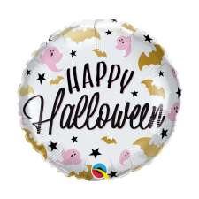 Happy Halloween Bats, Ghosts fólia lufi 46 cm party kellék