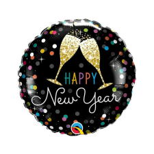  Happy New Year Pezsgős Poharak fólia lufi 46 cm party kellék