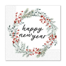 Happy New Year Wreath szalvéta 20 db-os 33x33 cm FSC papírárú, csomagoló és tárolóeszköz