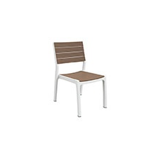  Harmony műanyag kerti szék - fehér - világos barna kerti bútor