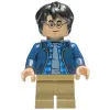  Harry Potter lego figura - Dark Blue Open Jacket over Plaid Shirt with Collar and Sand Blue Shirt, Dark Tan Medium Legs