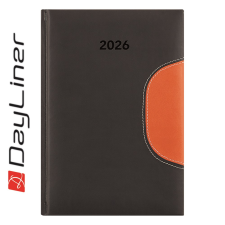  Határidőnapló Memphis A5 napi, fehér lapokkal fekete-narancs Dayliner 2026. határidőnapló