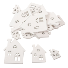  Házikó fa fehér 3-5-7cm 20db-os dekorációs kellék