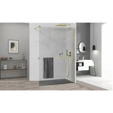 HD Arlo Plus Gold Walk-In Nano zuhanyfal 90 cm, 8 mm vastag vízlepergető biztonsági üveggel, arany színű, 200 cm magas kád, zuhanykabin