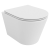  HD Madrid Matt White perem nélküli mély öblítésű íves fali WC slim "P" tetővel és matt fehér zsanérral