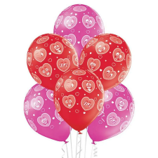  Heart Smileys, Szív léggömb, lufi 6 db-os 12 inch (30 cm) party kellék