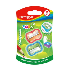 Hegyező 1 lyukú fedeles 2 db/bliszter Keyroad Seed vegyes színek hegyező