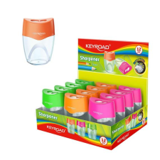 Hegyező 2 lyukú tartályos 12 db/display Keyroad Mellow 2 vegyes színek hegyező