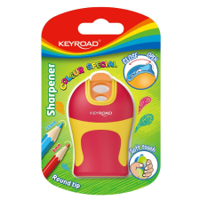 Hegyező 2 lyukú tartályos, fedeles, ceruzahegy gömbölyítő Keyroad Colour Special vegyes színek hegyező