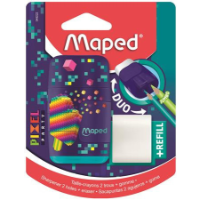 Hegyező és radír, kétlyukú, tartályos, pótradírral, MAPED "Pixel Party Connect" hegyező