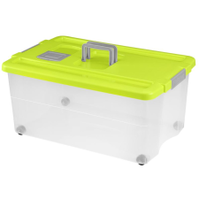  Heidrun Boxmania Átlátszó Tároló doboz 55L 60x40x28,5cm gurulós, Clippes tetővel bútor