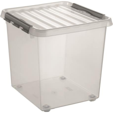 HELIT Műanyag tárolódoboz, gurulós, 38 liter, HELIT "Q-line", átlátszó irattartó