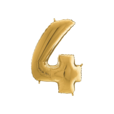  Héliumos fólia lufi, 4-es szám, 65 cm, arany party kellék