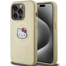 HELLO KITTY bőrből készült Kitty Head MagSafe tok iPhone 15 Pro - arany színű tok és táska