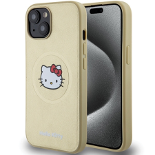 HELLO KITTY HKHMP14SPGHCKD iPhone 14 / 15 / 13 6.1&quot; arany keménytok bőr Kitty Head MagSafe tok és táska