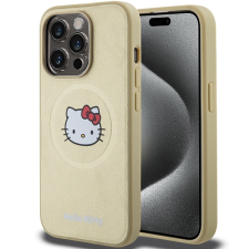 HELLO KITTY HKHMP15XPGHCKD iPhone 15 Pro Max 6.7&quot; arany keménytok bőr Kitty Head MagSafe bőr Kitty Head MagSafe tok és táska
