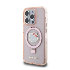 HELLO KITTY IML Ringstand Glitter Kitty Head Logo Apple Iphone 15 Pro MagSafe hátlap tok, rózsaszín tok és táska