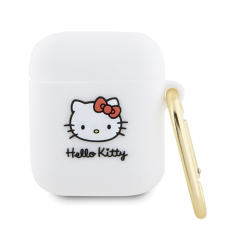 Hello Kitty szilikon 3D Kitty Head tok AirPods 1/2-hez - fehér fülhallgató, fejhallgató tok