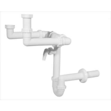  Helytakarékos csőszifon két medencés gyümölcsmosós, + mosógép csatlakozó, 40mm  (Helytakarékos) beépíthető gépek kiegészítői