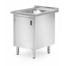 Hendi Mosogatóasztal, hegesztett, szekrényrel és zsanéros ajtókkal mosogatótálca