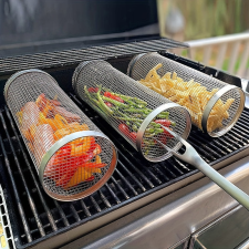 Henger alakú grillező kosár, 20cm kerti sütés és főzés