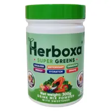 Herboxa Super Greens italpor - eper, kiwi 300g vitamin és táplálékkiegészítő