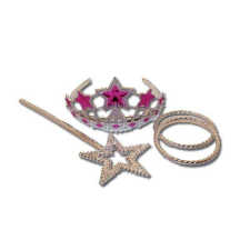  Hercegnő szett koronával - ezüst/pink - 4 darabos jelmez
