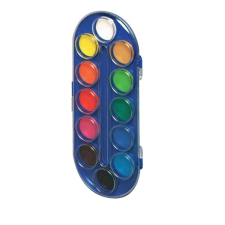 Herlitz ovális nagy 12 féle színű vízfesték készlet 08641102 ecset, festék