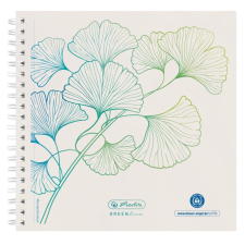 Herlitz Spiralblock 14,8x14,8 100Bl.punktiert GREENlineGinkg (50033522) füzet