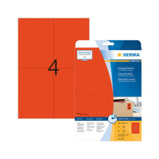 HERMA 105*148 mm-es Herma A4 íves etikett címke, piros színű (20 ív/doboz) etikett